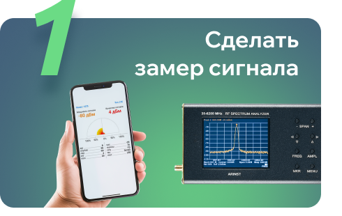 Шаг 1: измерение сигнала смартфоном и анализатором спектра