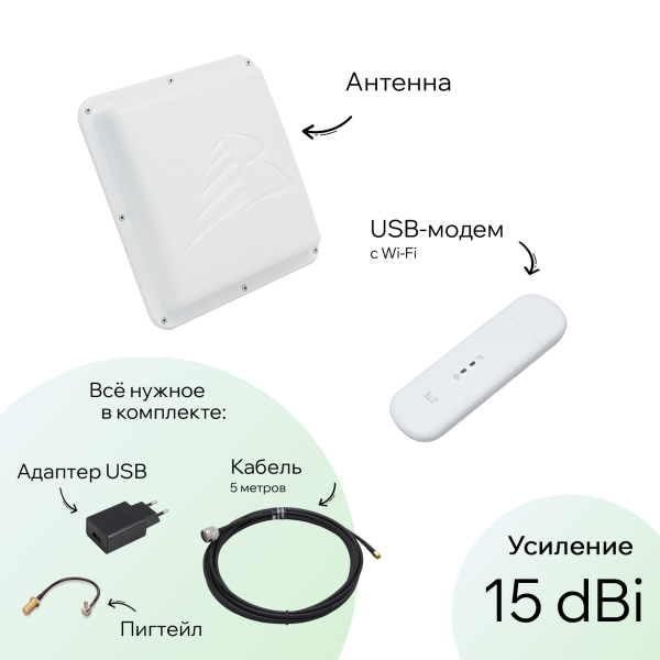 Комплект 3G/4G-WiFi Интернет на дачу Бюджет 14 дБ